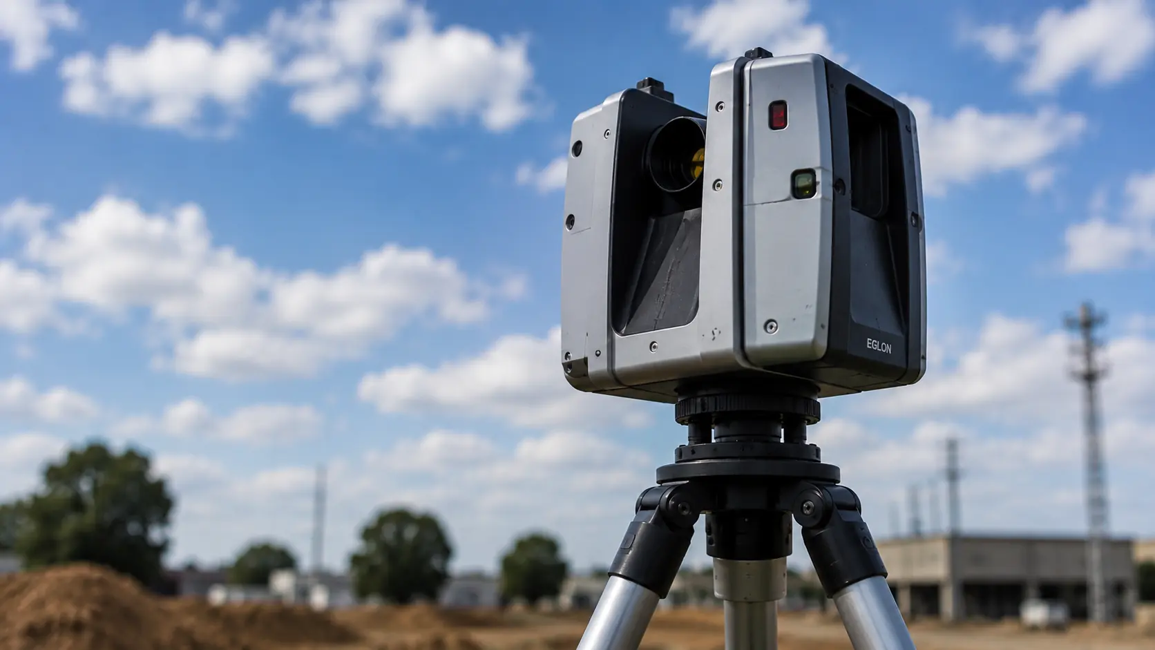 Equipamento de Laser Scanner 3D em trip&eacute; em ambiente externo